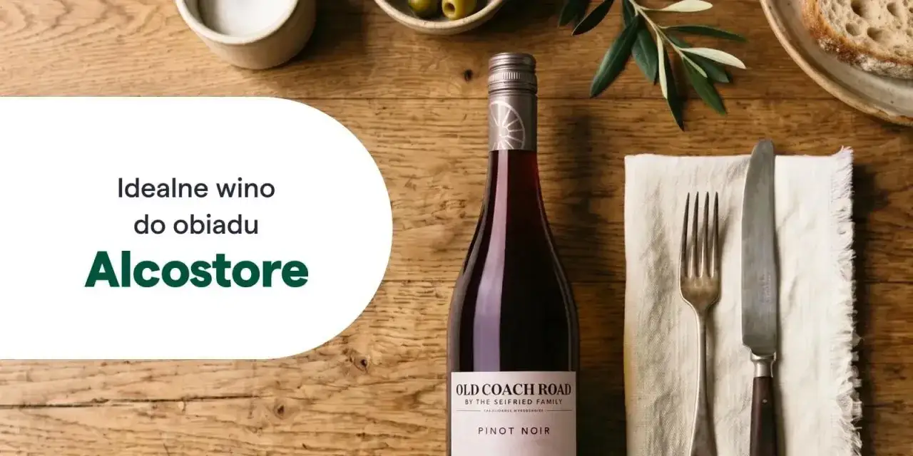 Idealne wino do obiadu? Butelka Pinot Noir od Alcostore czeka na Twój stół.